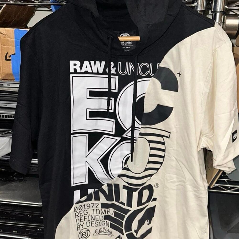Ecko-unltd Men's Black and White Hoodie
